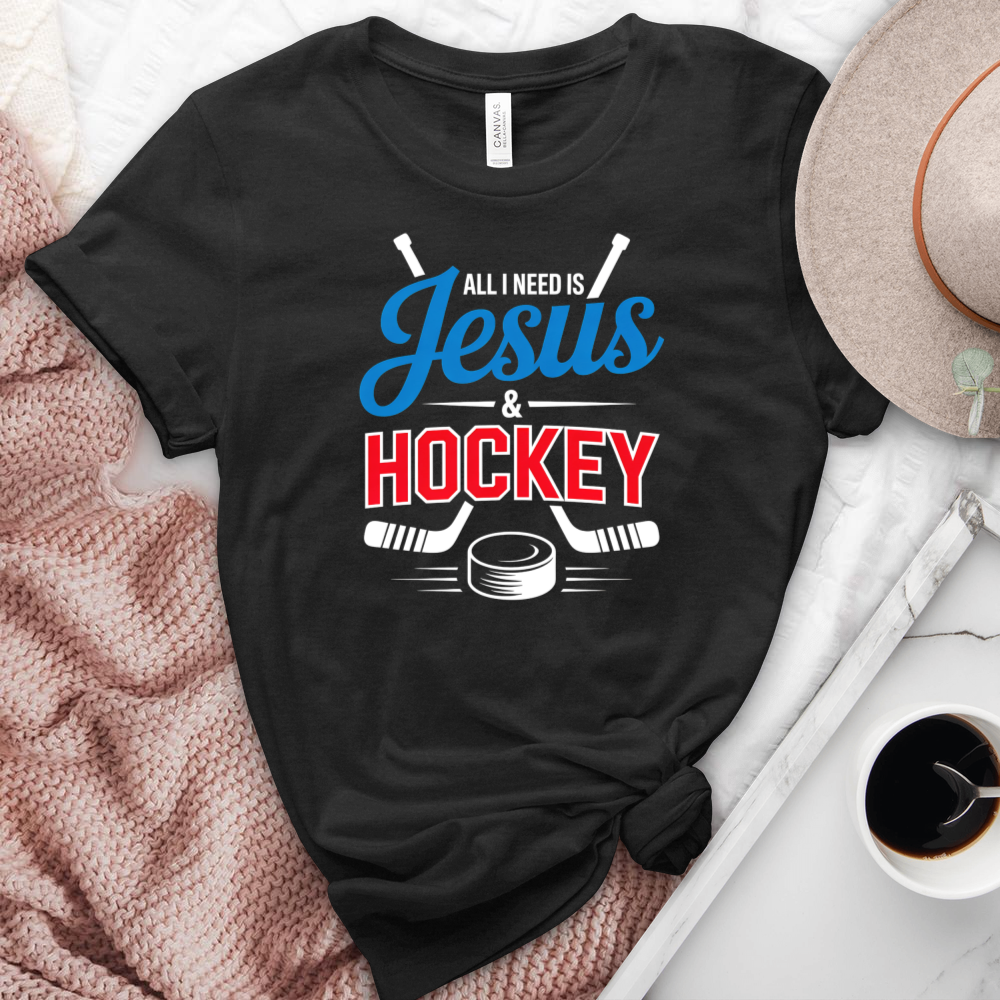 All I Need Is Jesus & Hockey Heathered Tee