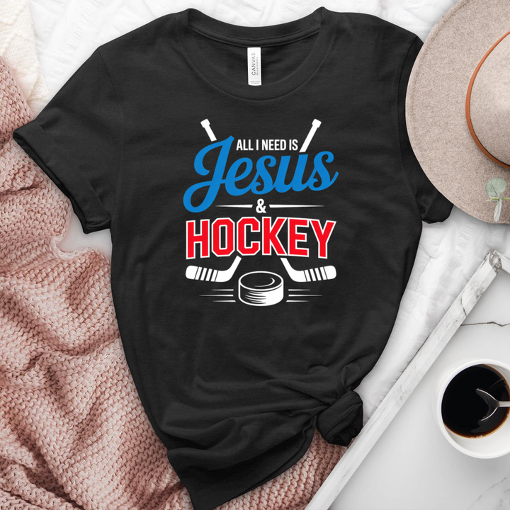 All I Need Is Jesus & Hockey Heathered Tee