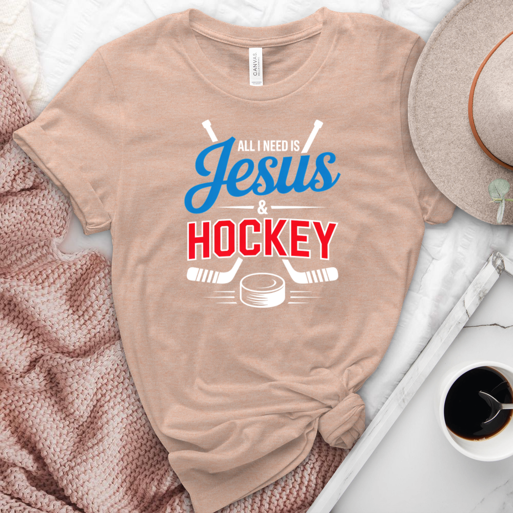 All I Need Is Jesus & Hockey Heathered Tee