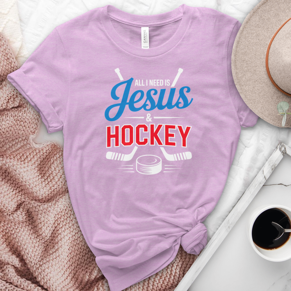 All I Need Is Jesus & Hockey Heathered Tee