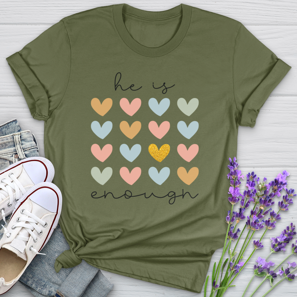 He Is Enough Hearts Softstyle Tee