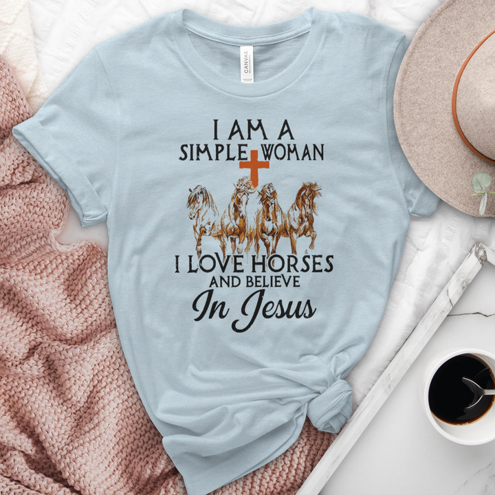I Love Horses & Believe In Jesus Heathered Tee