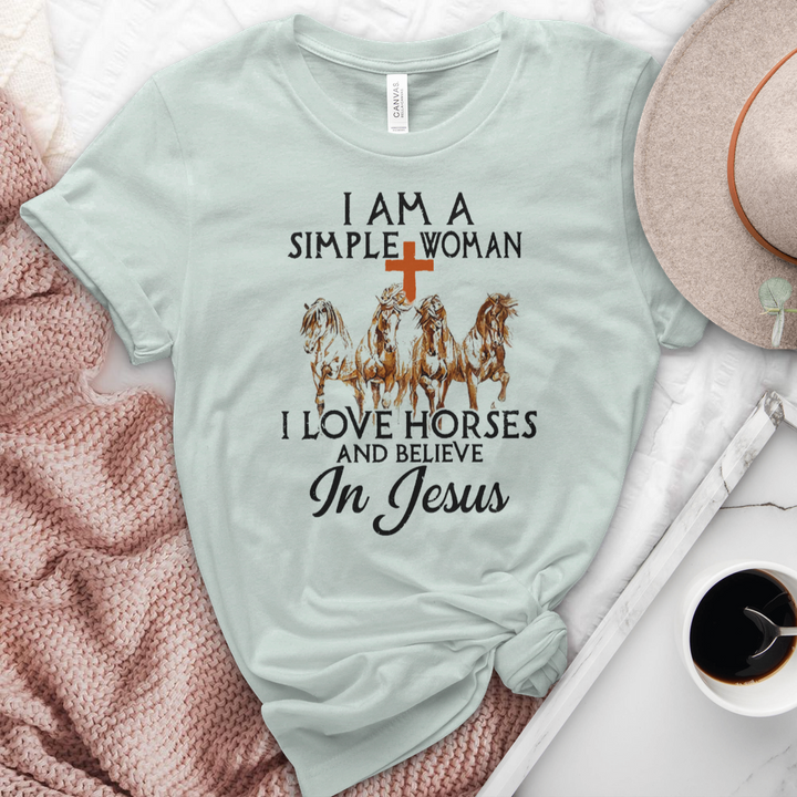 I Love Horses & Believe In Jesus Heathered Tee
