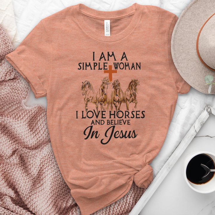 I Love Horses & Believe In Jesus Heathered Tee
