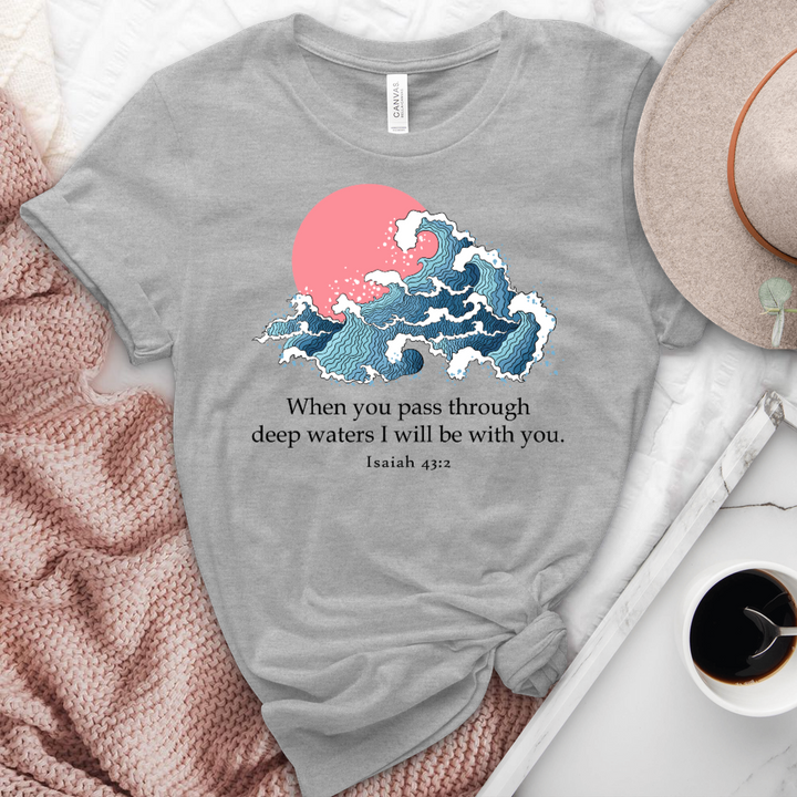 I Will Be With You Isaiah 43-2 Heathered Tee