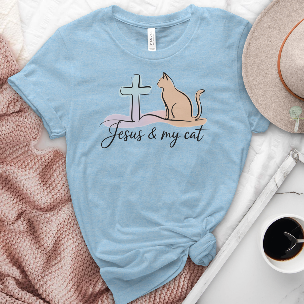 Jesus & My Cat Heathered Tee