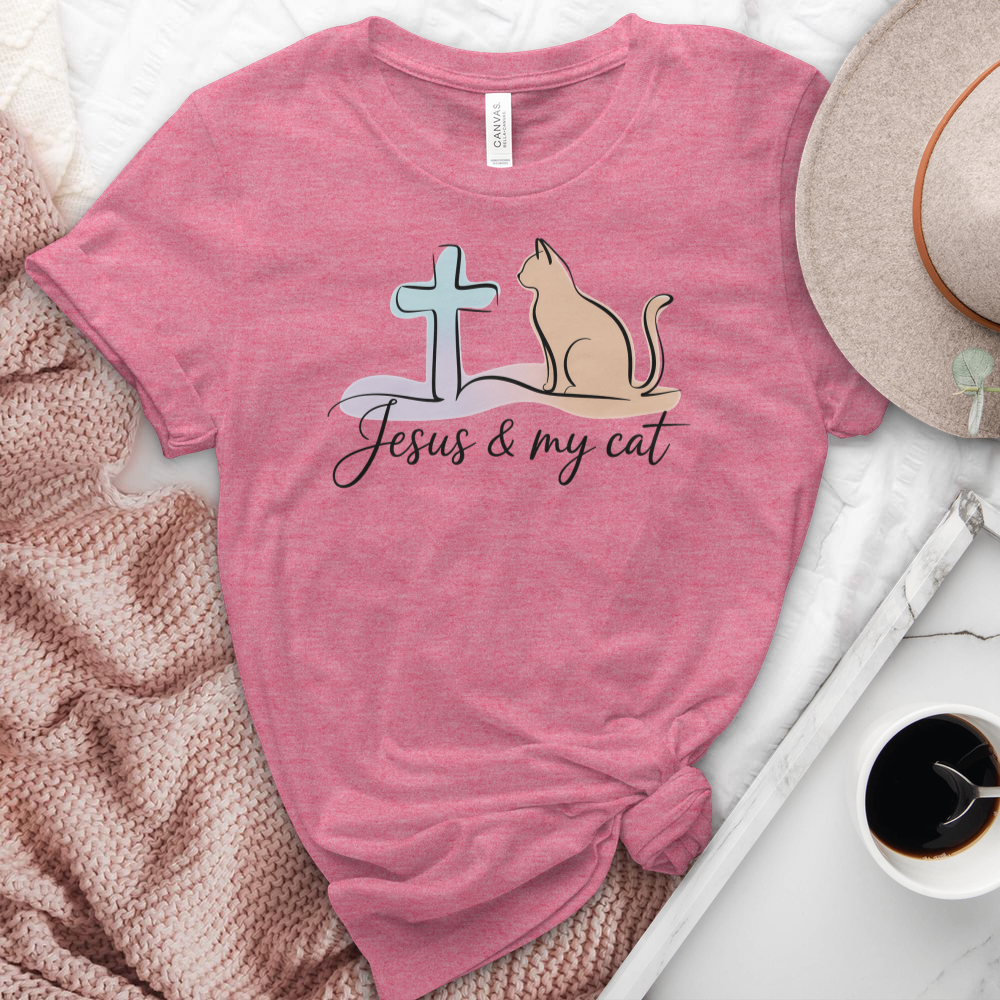 Jesus & My Cat Heathered Tee