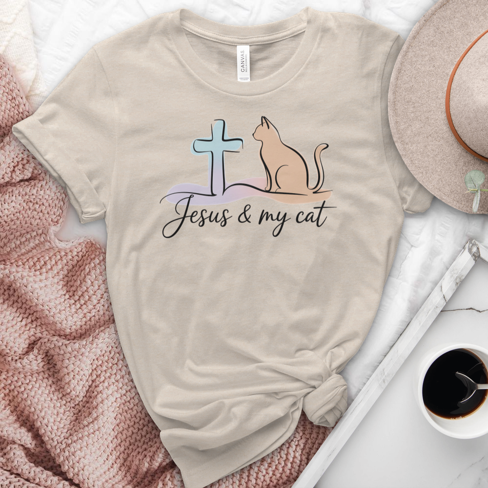 Jesus & My Cat Heathered Tee
