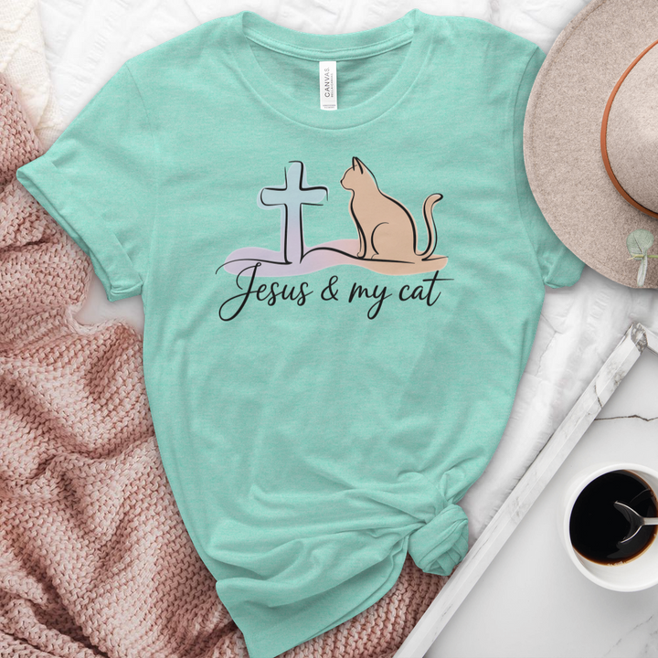 Jesus & My Cat Heathered Tee