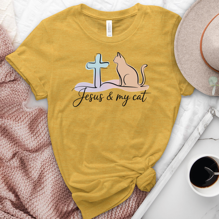 Jesus & My Cat Heathered Tee