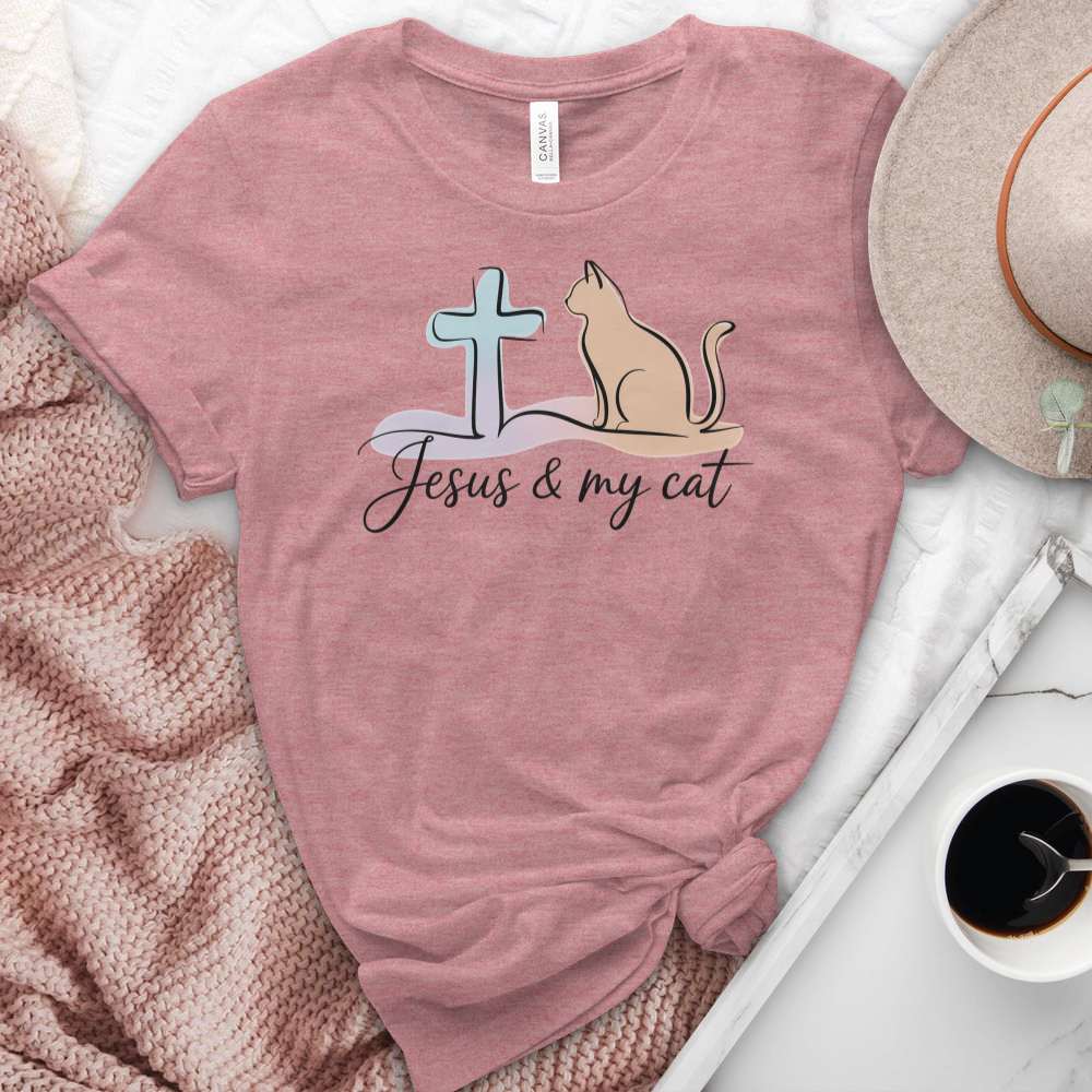 Jesus & My Cat Heathered Tee