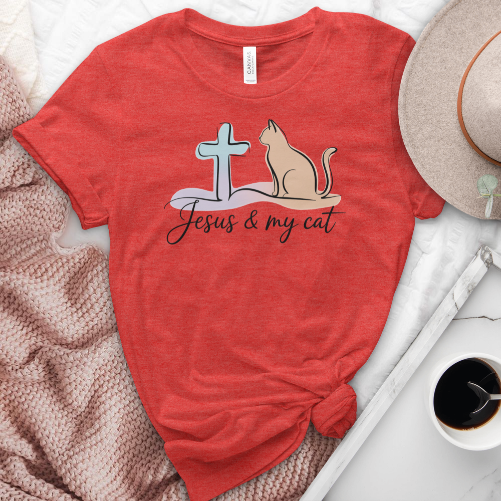 Jesus & My Cat Heathered Tee