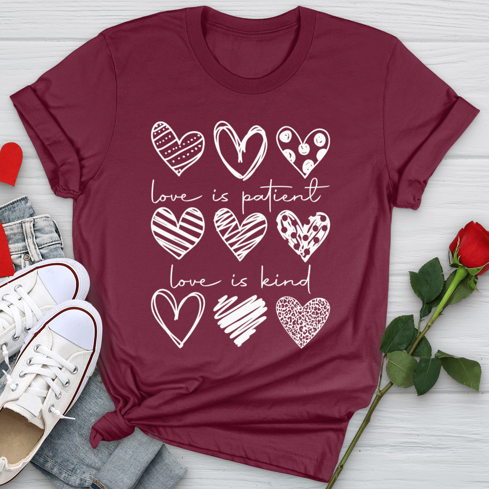 Love Is Patient Hearts Softstyle Tee