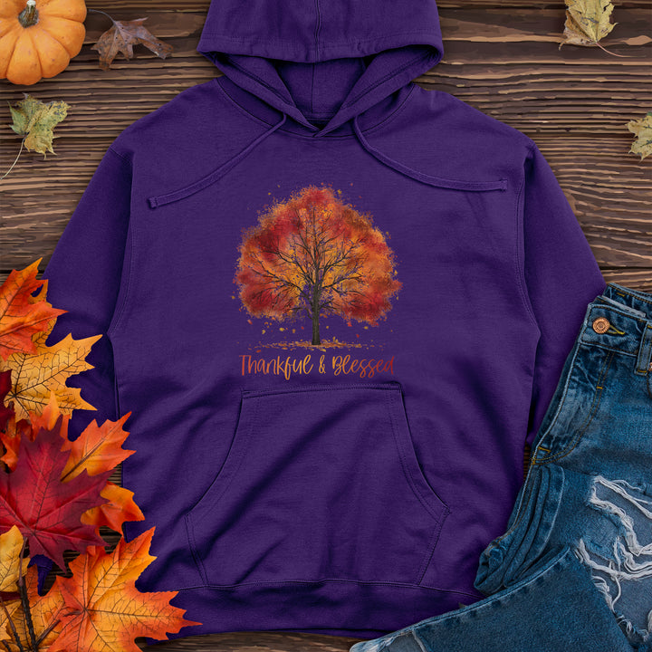 Thankful & Blessed Autumn Tree Midweight Hooded Sweatshirt