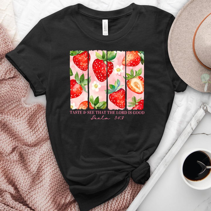Taste & See That The Lord Is Good Strawberries Heathered Tee
