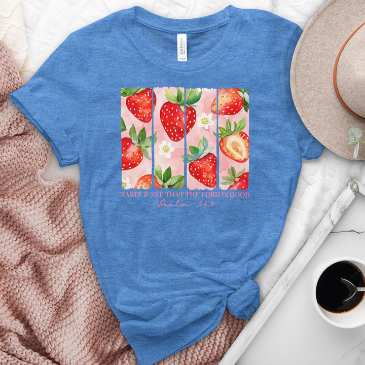 Taste & See That The Lord Is Good Strawberries Heathered Tee