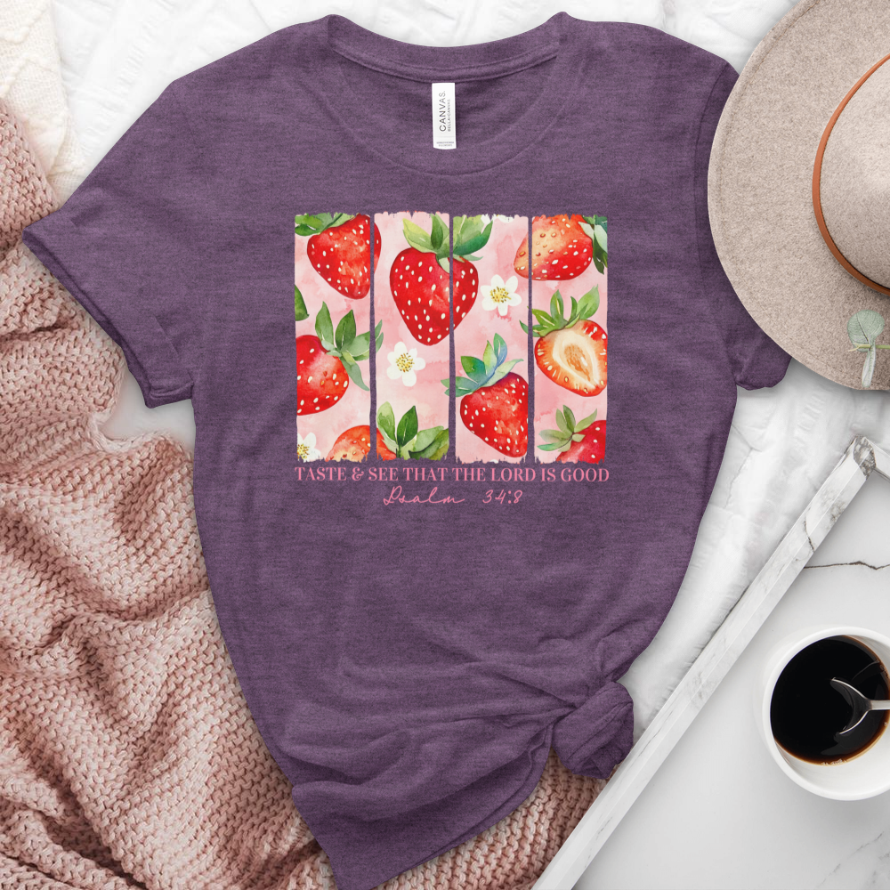 Taste & See That The Lord Is Good Strawberries Heathered Tee