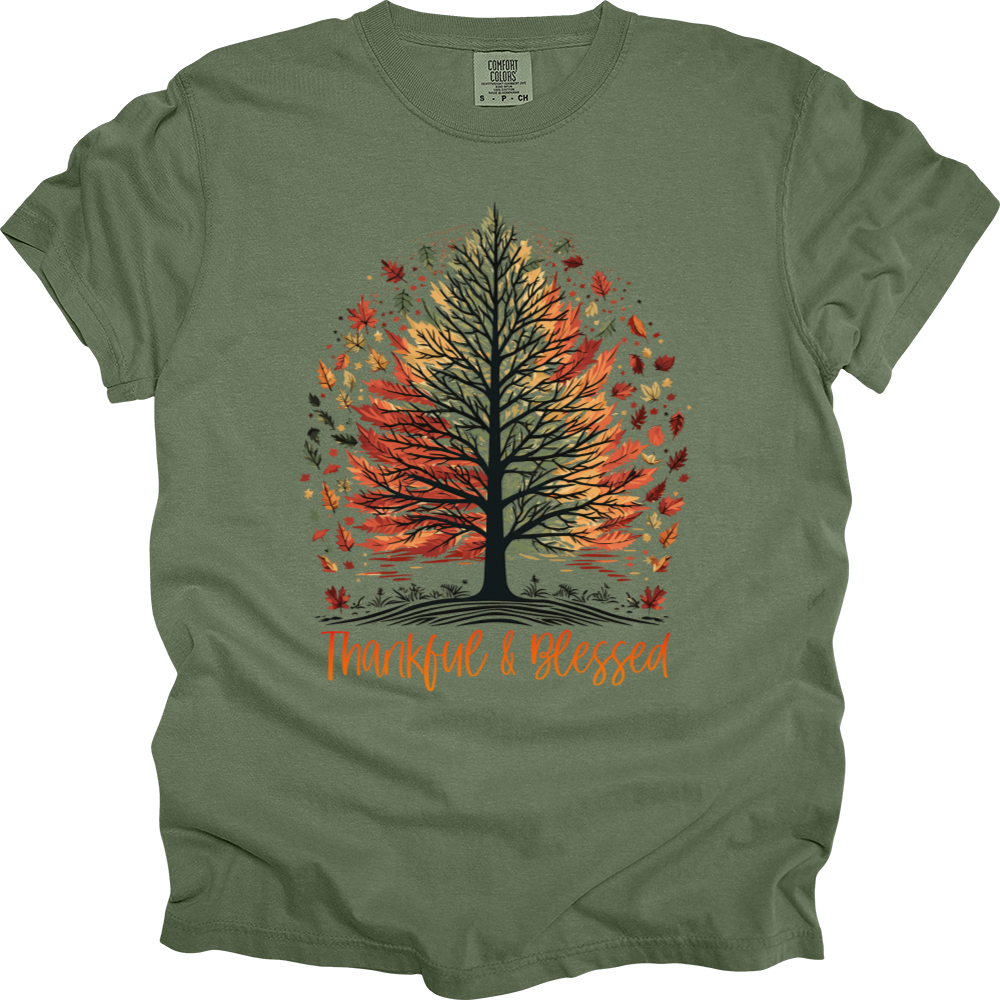 Thankful Blessed Woodland Journey Heavy Cotton Comfort Colors Tee