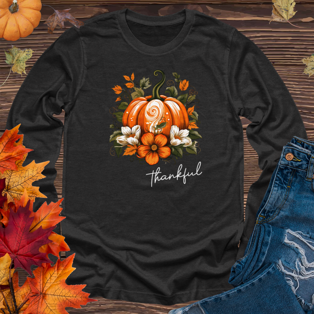 Thankful Foliage Pumpkin Long Sleeve Tee