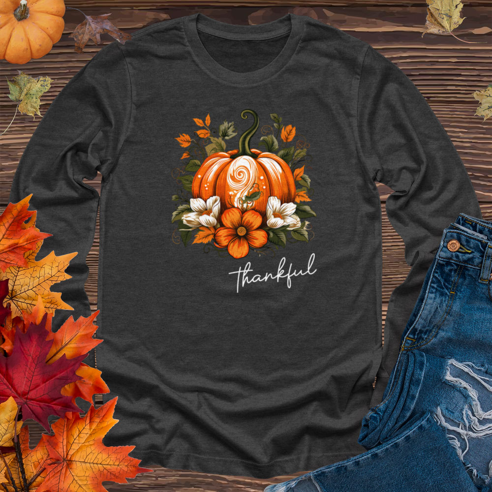 Thankful Foliage Pumpkin Long Sleeve Tee