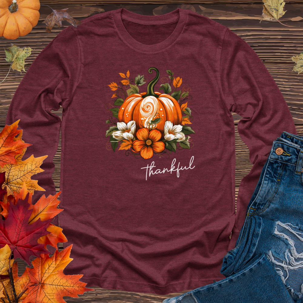 Thankful Foliage Pumpkin Long Sleeve Tee