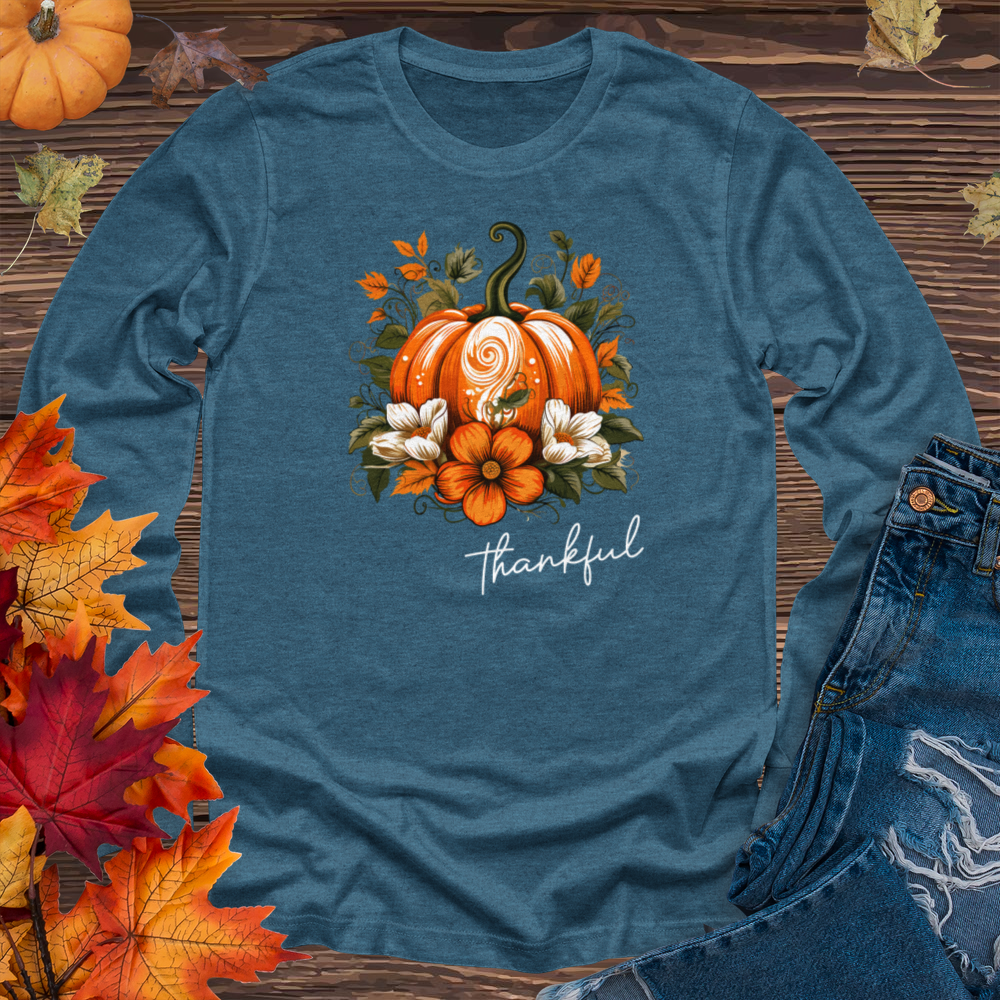 Thankful Foliage Pumpkin Long Sleeve Tee