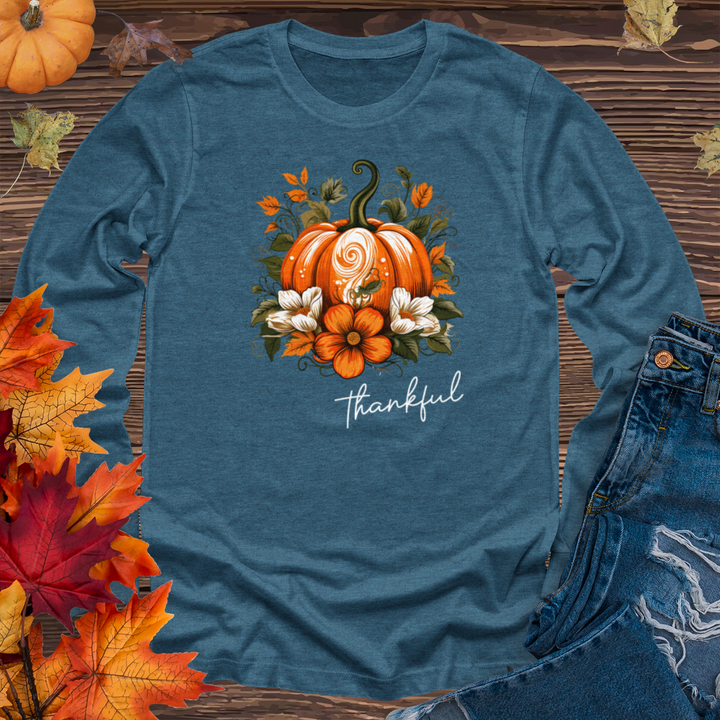 Thankful Foliage Pumpkin Long Sleeve Tee
