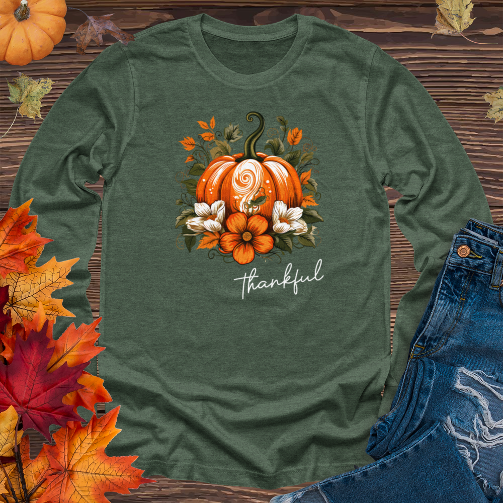 Thankful Foliage Pumpkin Long Sleeve Tee
