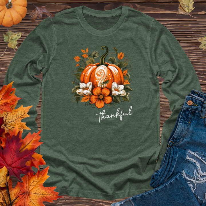 Thankful Foliage Pumpkin Long Sleeve Tee