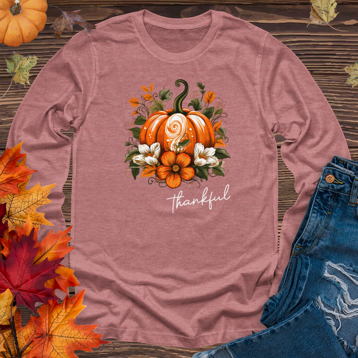 Thankful Foliage Pumpkin Long Sleeve Tee