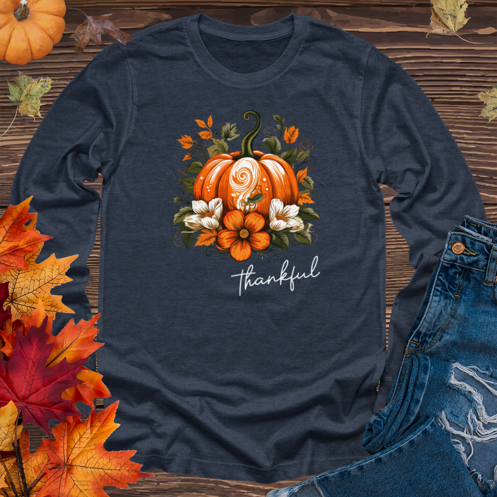 Thankful Foliage Pumpkin Long Sleeve Tee