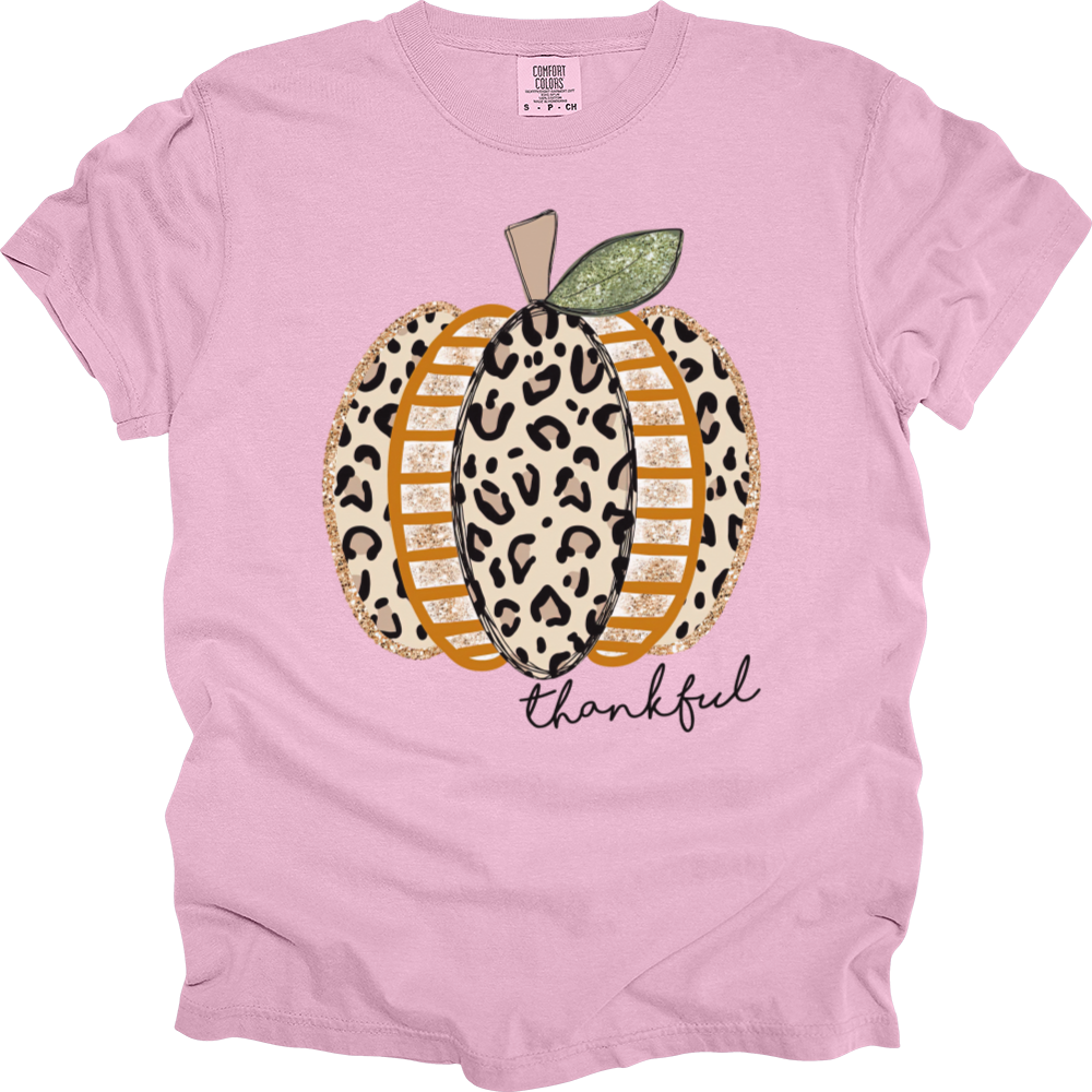 Thankful Leopard Spotted Pumpkin Heavy Cotton Comfort Colors Tee