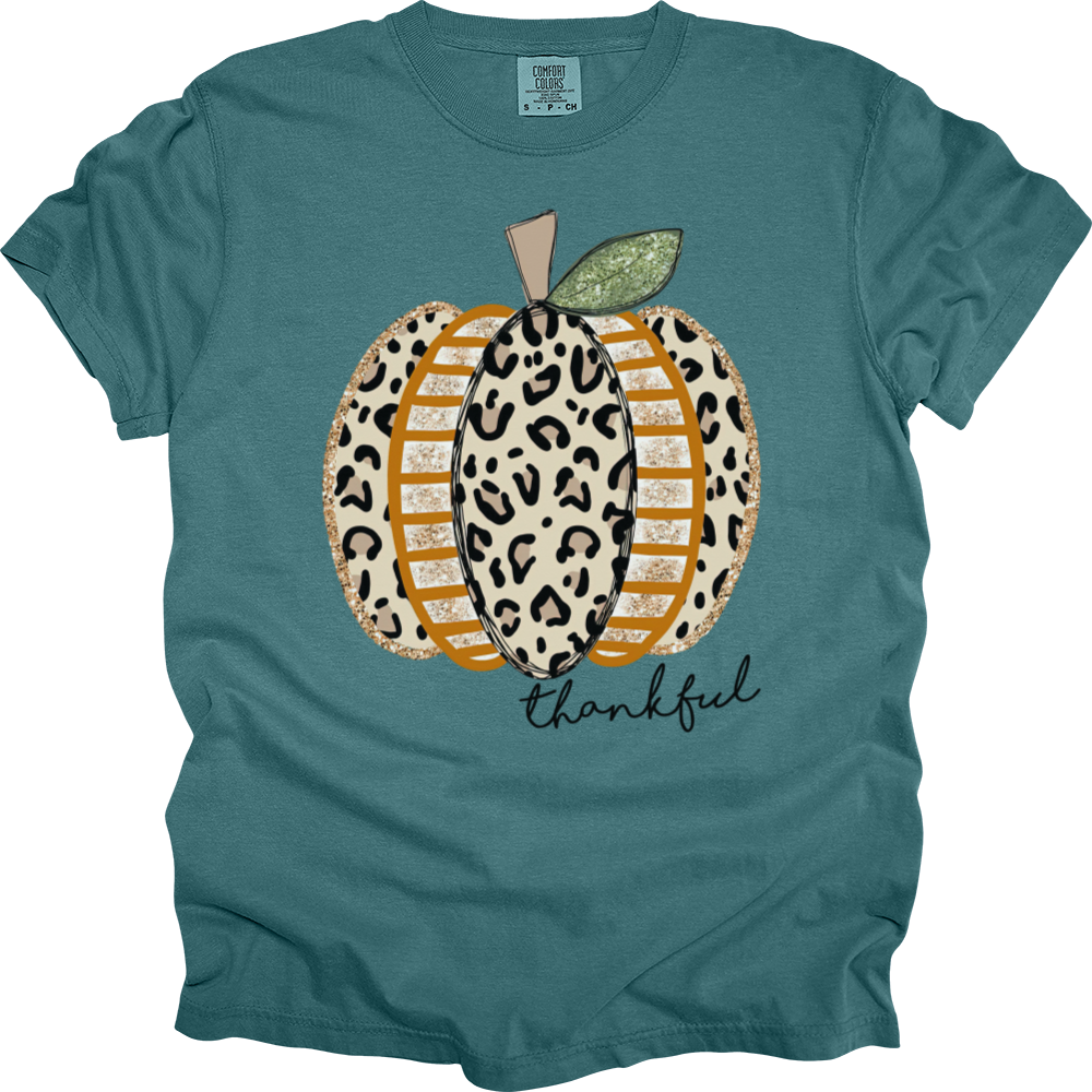 Thankful Leopard Spotted Pumpkin Heavy Cotton Comfort Colors Tee