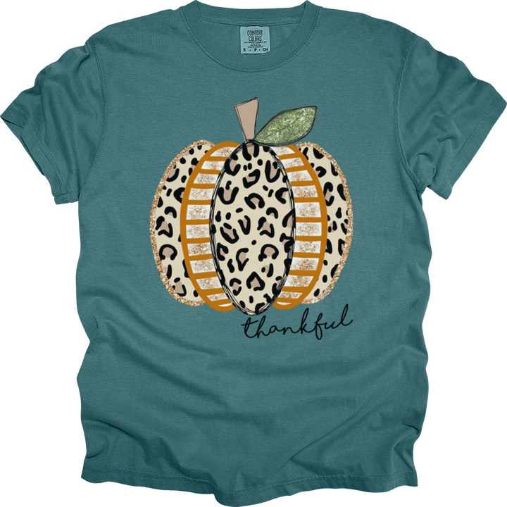 Thankful Leopard Spotted Pumpkin Heavy Cotton Comfort Colors Tee