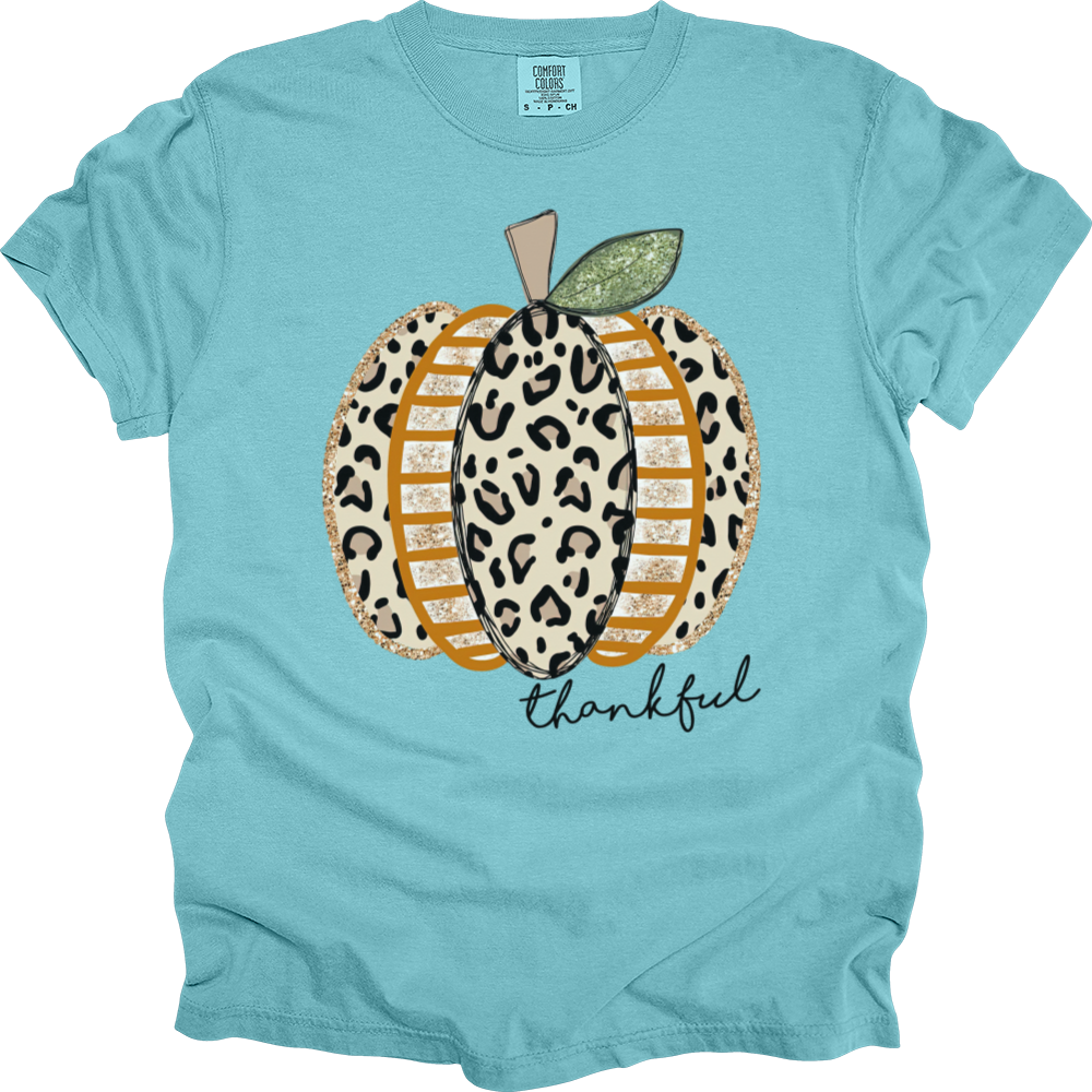 Thankful Leopard Spotted Pumpkin Heavy Cotton Comfort Colors Tee