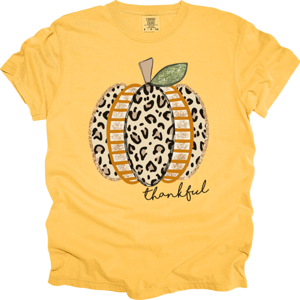 Thankful Leopard Spotted Pumpkin Heavy Cotton Comfort Colors Tee