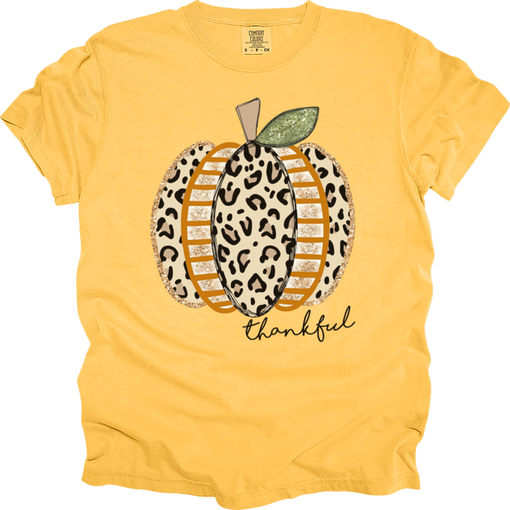 Thankful Leopard Spotted Pumpkin Heavy Cotton Comfort Colors Tee
