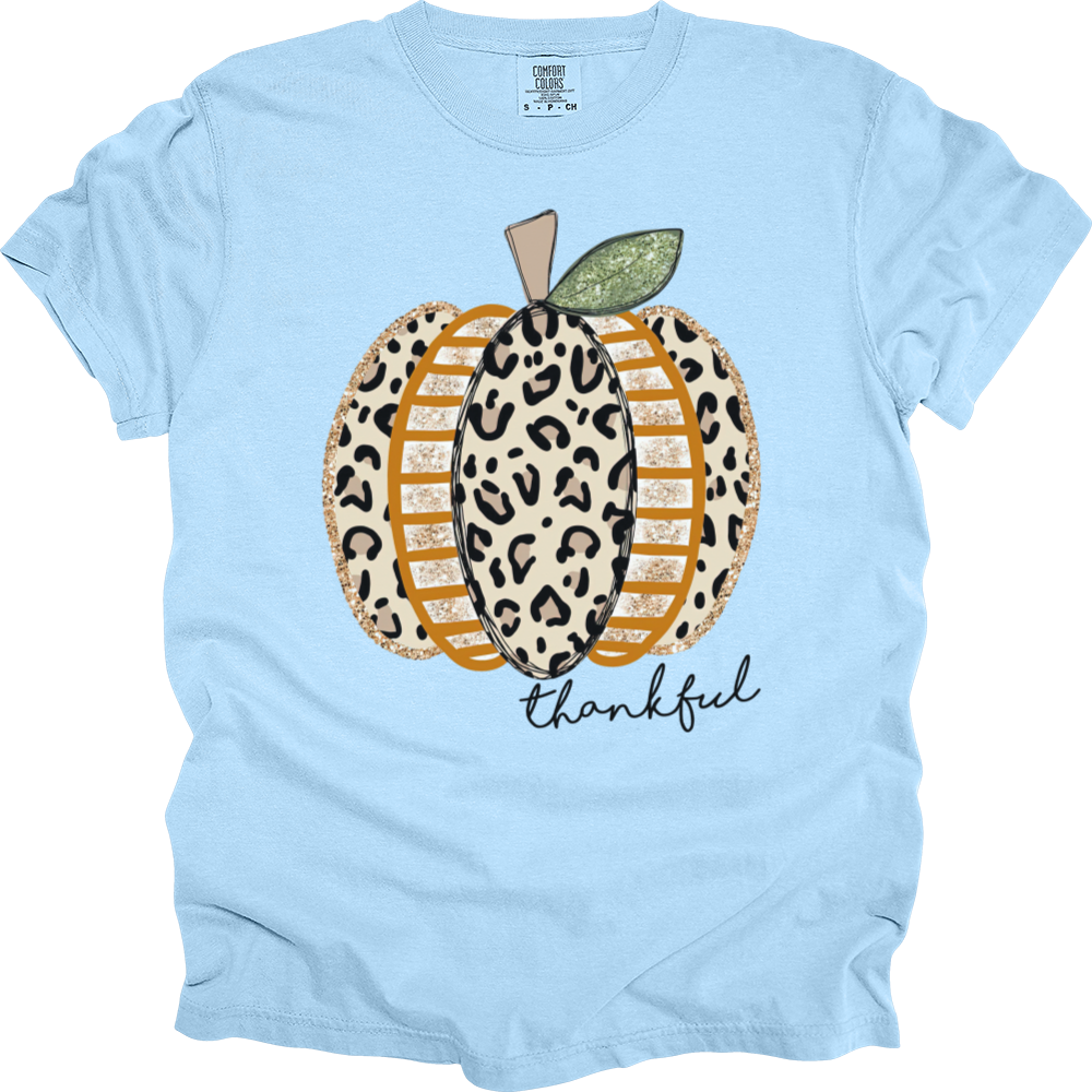 Thankful Leopard Spotted Pumpkin Heavy Cotton Comfort Colors Tee
