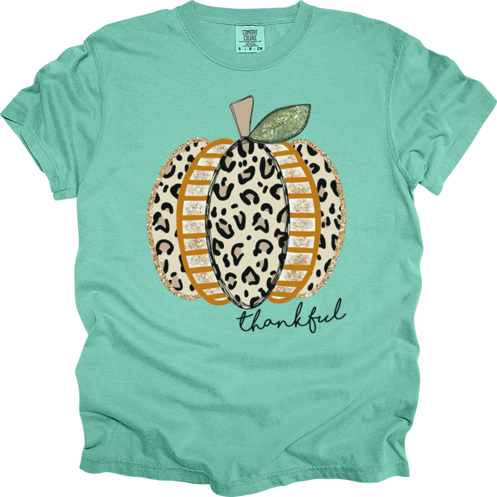 Thankful Leopard Spotted Pumpkin Heavy Cotton Comfort Colors Tee