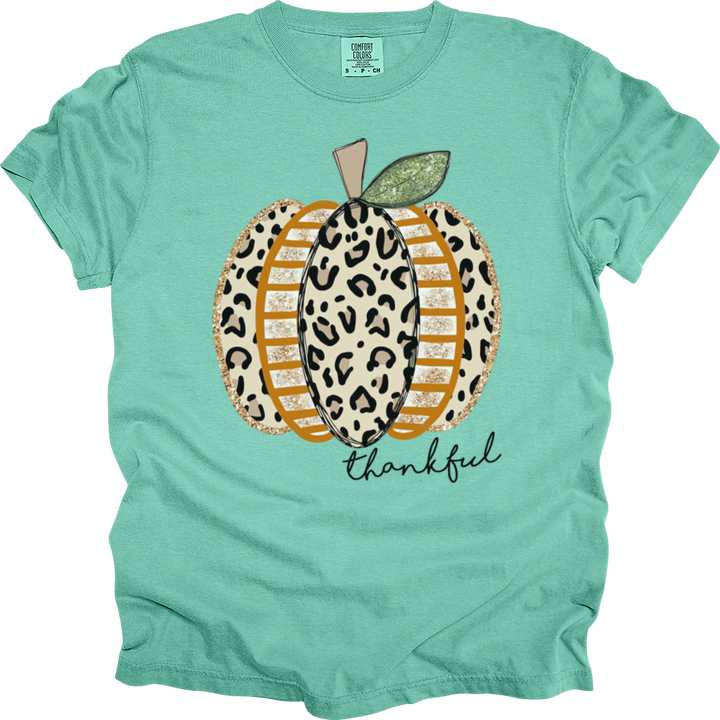 Thankful Leopard Spotted Pumpkin Heavy Cotton Comfort Colors Tee