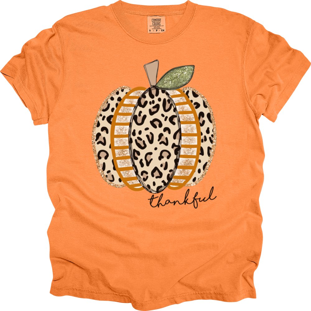 Thankful Leopard Spotted Pumpkin Heavy Cotton Comfort Colors Tee