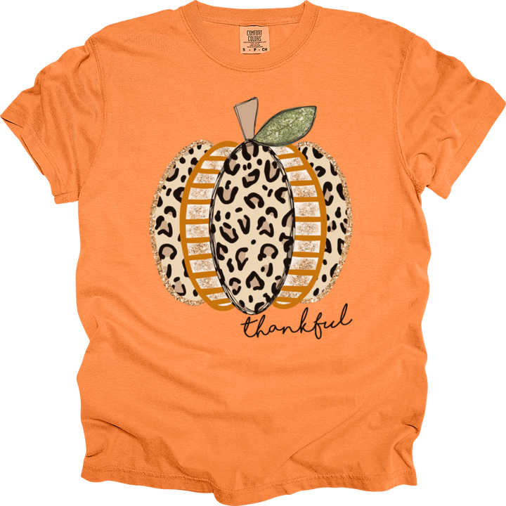 Thankful Leopard Spotted Pumpkin Heavy Cotton Comfort Colors Tee