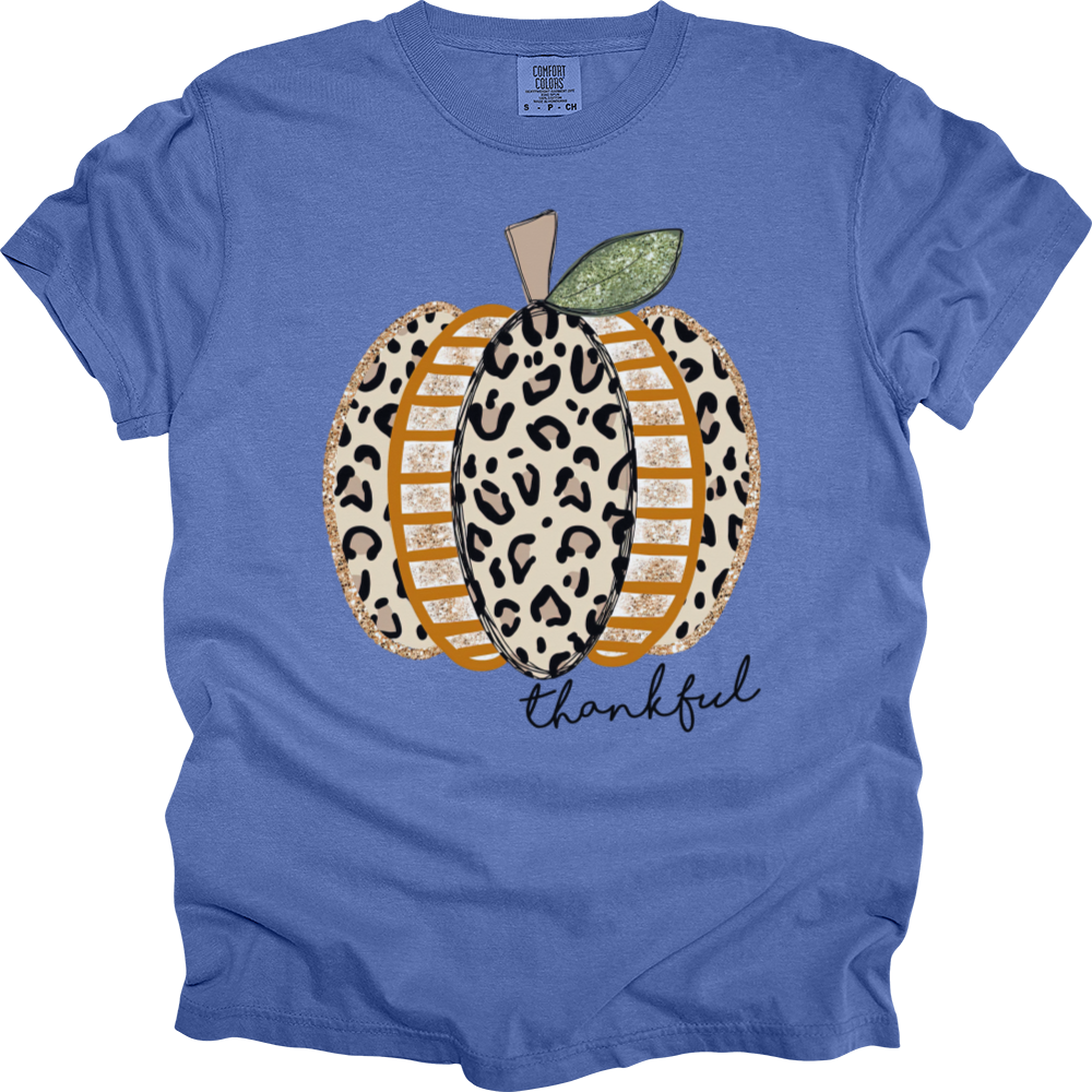 Thankful Leopard Spotted Pumpkin Heavy Cotton Comfort Colors Tee