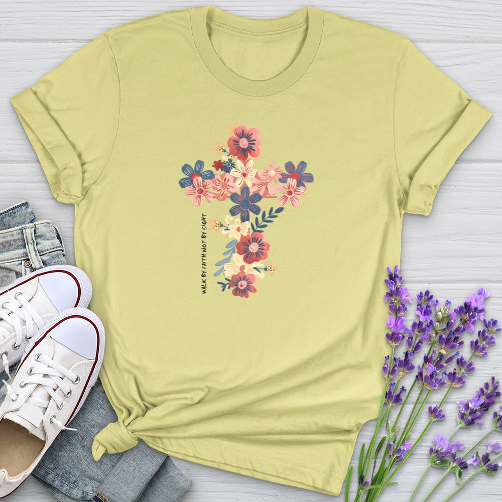 Walk By Faith Floral Softstyle Tee