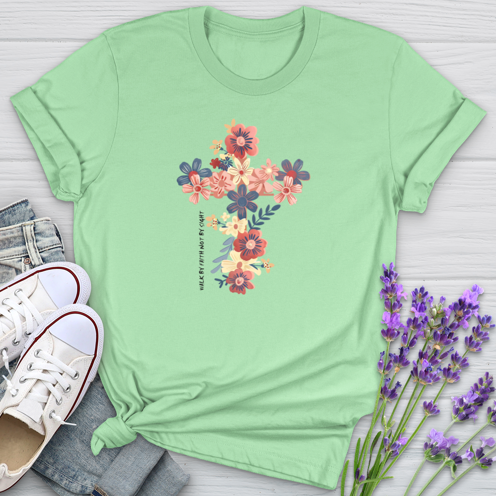 Walk By Faith Floral Softstyle Tee