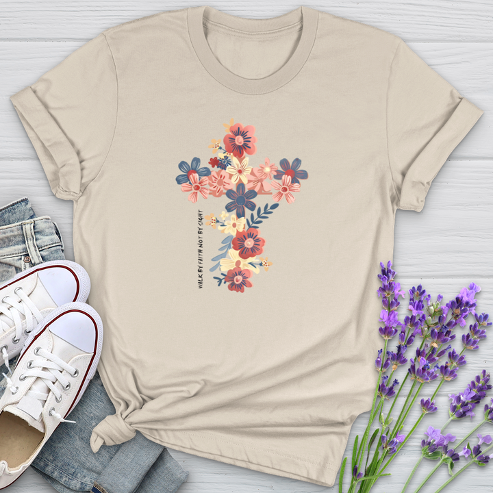 Walk By Faith Floral Softstyle Tee