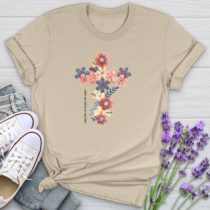 Walk By Faith Floral Softstyle Tee