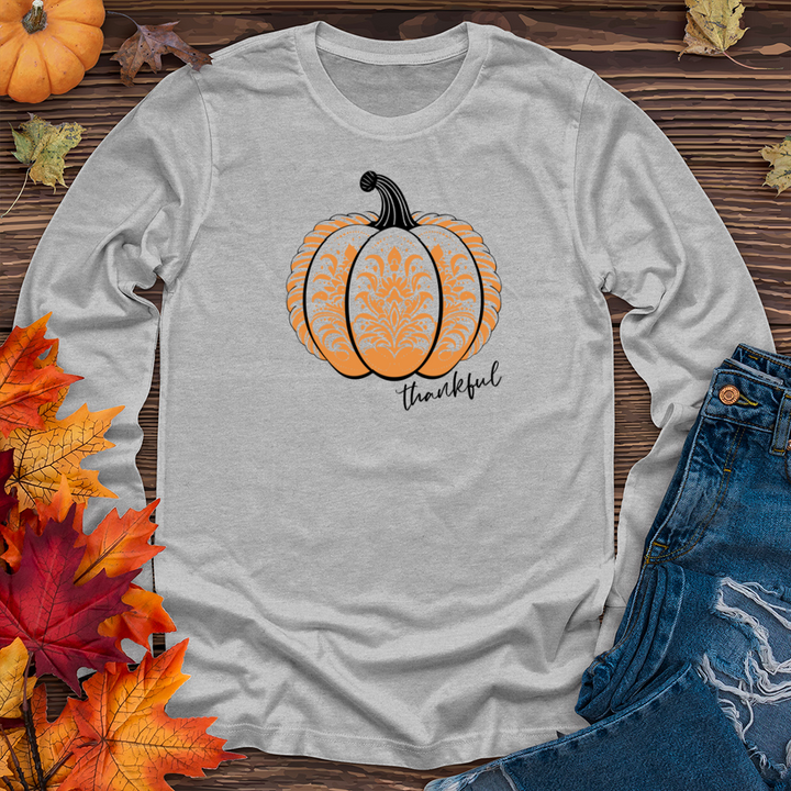 Vintage Retro Art Pumpkin Long Sleeve Tee
