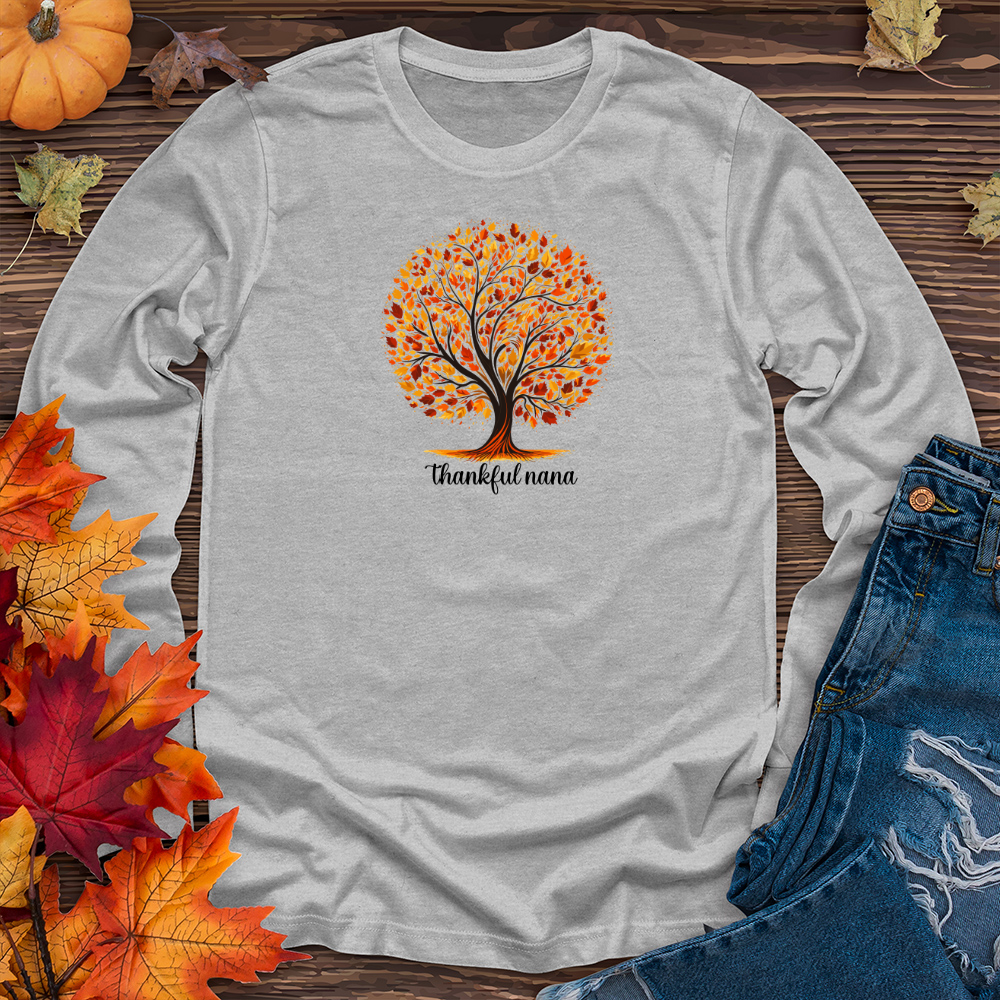 Retro Leaf Silhouette Tree Long Sleeve Tee