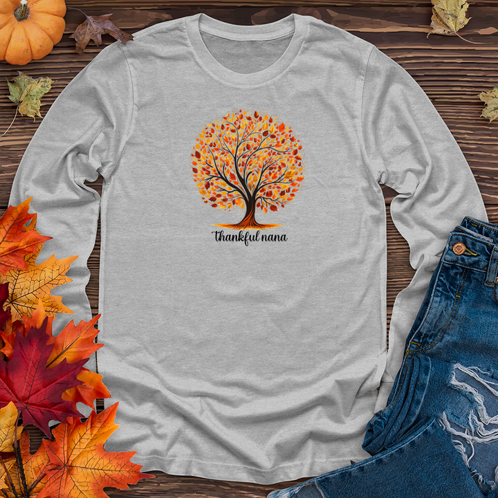 Retro Leaf Silhouette Tree Long Sleeve Tee